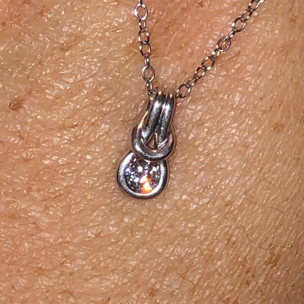 Natural Diamond knot pendant, Sterling silver 925.